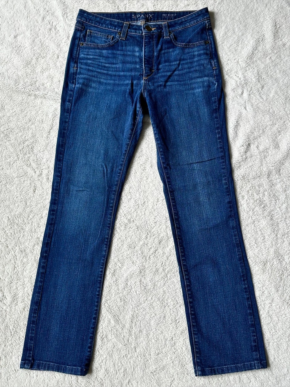 Spanx Jeans Women’s 29”x28” Sara Blakely Blue Denim The Slim X Straight Stretch